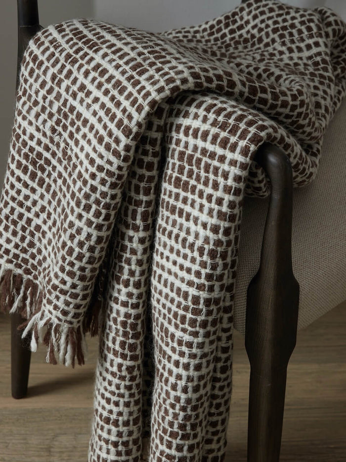 Brown Loose Weave Wool Throw