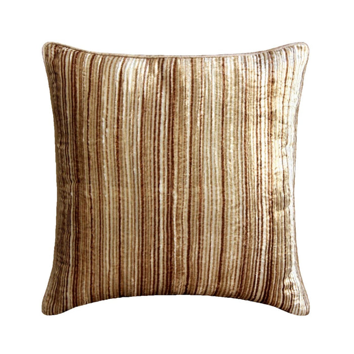 Brown Stripes - Beige Velvet Decorative Euro Sham
