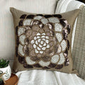Brown Wildflower - Brown Art Silk Decorative Euro Sham