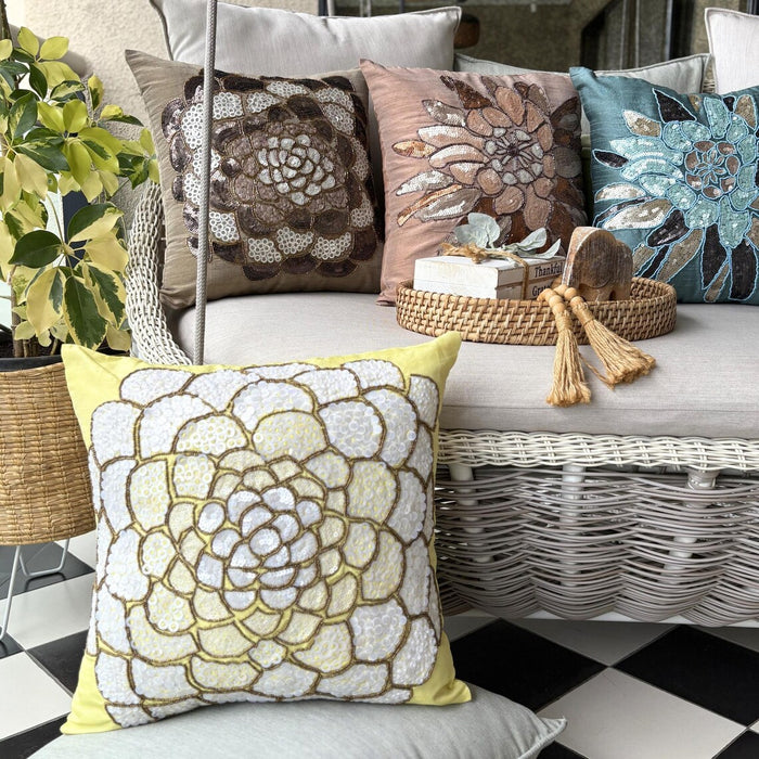 Brown Wildflower - Brown Art Silk Decorative Euro Sham