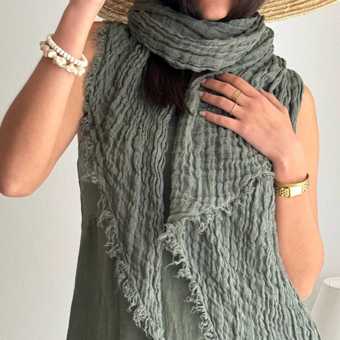 Bypias | Boho Mesh Linen Scarf | Camo