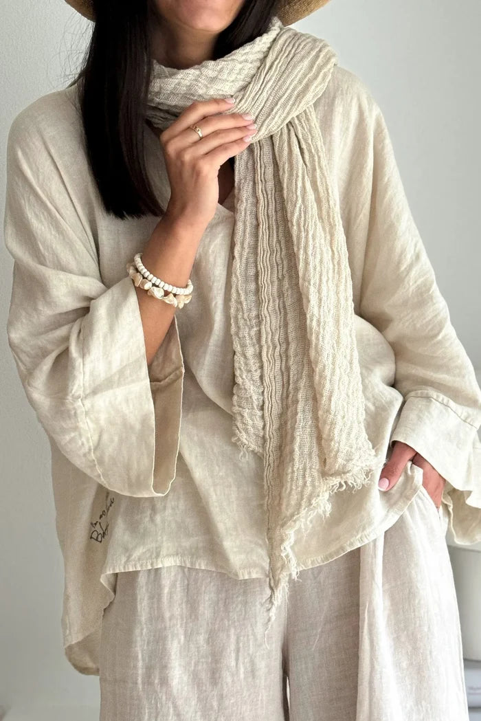 Bypias | Boho Mesh Linen Scarf | Sand