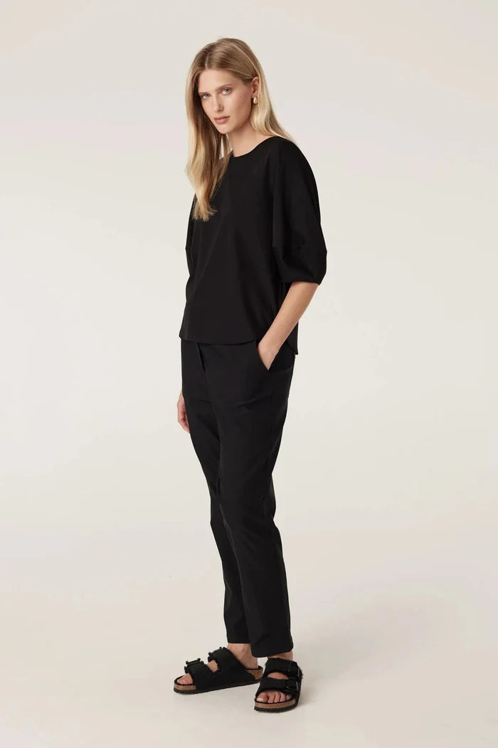 Cable | Pima Lantern Sleeve Top | Black - Suzie Anderson Home