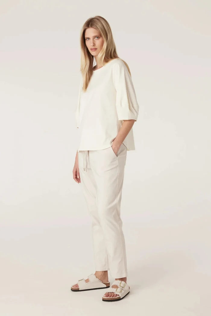 Cable | Pima Lantern Sleeve Top | Cream - Suzie Anderson Home