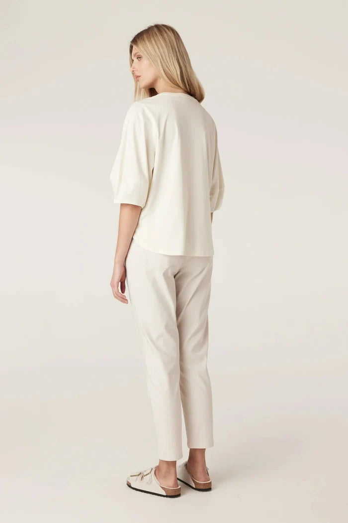 Cable | Pima Lantern Sleeve Top | Cream - Suzie Anderson Home