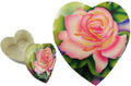 Capiz Shell Trinket Box, 3" Heart, Pink Rose