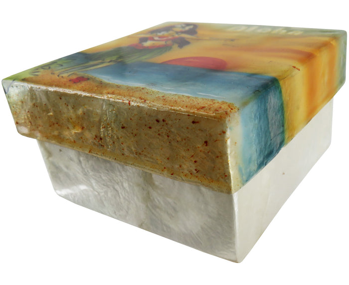 Capiz Shell Trinket Box, 3", Hula Dancer
