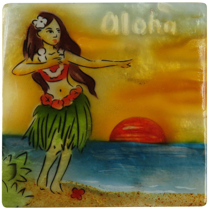 Capiz Shell Trinket Box, 3", Hula Dancer