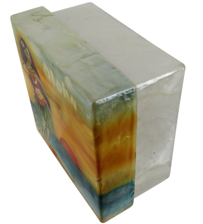 Capiz Shell Trinket Box, 3", Hula Dancer