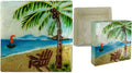 Capiz Shell Trinket Box, 3", Palm Tree / Beach