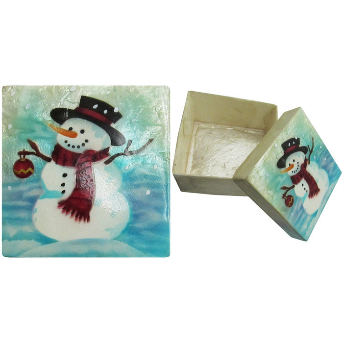 Capiz Shell Trinket Box, ", Snowman