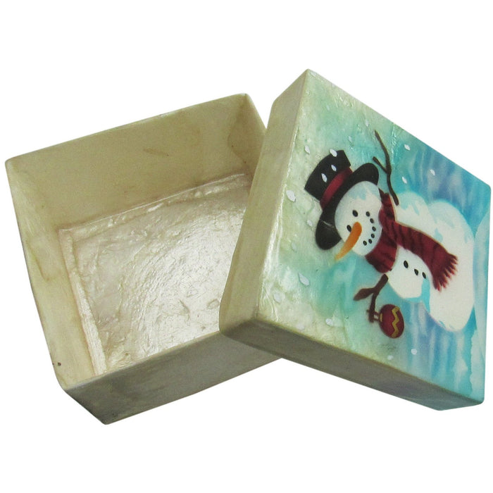 Capiz Shell Trinket Box, ", Snowman