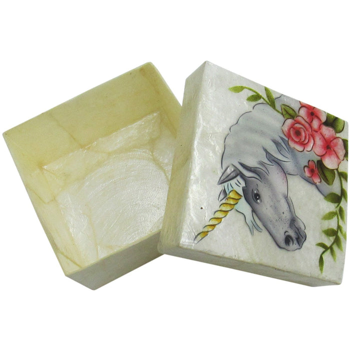 Capiz Shell Trinket Box, ", Unicorn