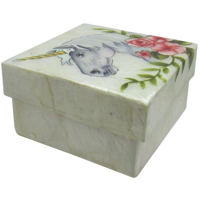 Capiz Shell Trinket Box, ", Unicorn