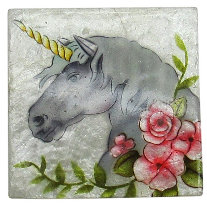 Capiz Shell Trinket Box, ", Unicorn