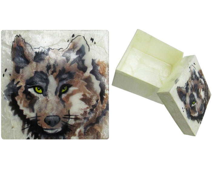 Capiz Shell Trinket Box, ", Wolf