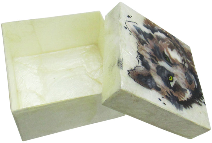 Capiz Shell Trinket Box, ", Wolf