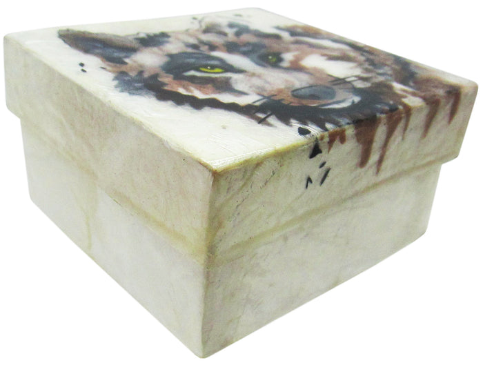 Capiz Shell Trinket Box, ", Wolf