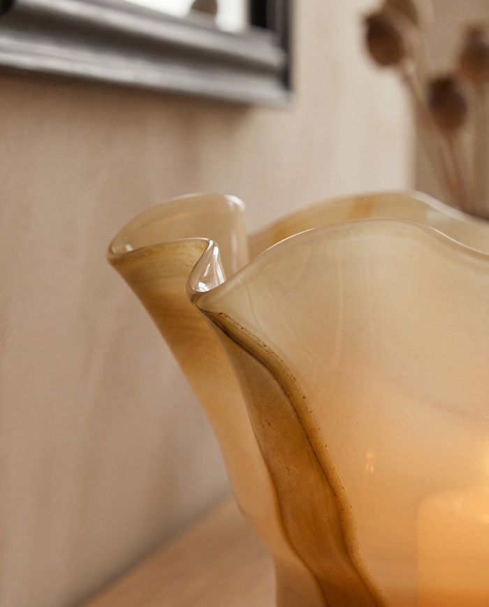 Caramel Stripe Handblown Glass Vase