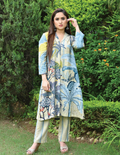 Caribbean Light Blue Linen Kurta Pant