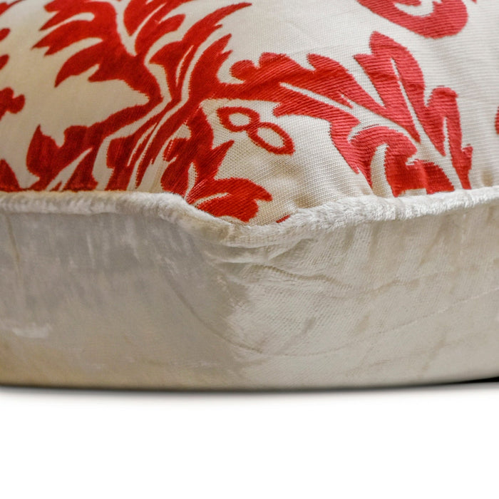 Cayenne Red Damask - Cayenne Red Burnout Velvet Decorative Euro Sham