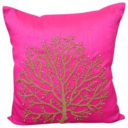 Celebrated Tree - Black Art Silk Decorative Euro Sham