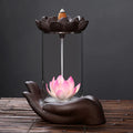 Ceramic Open Hand Waterfall Incense Burner