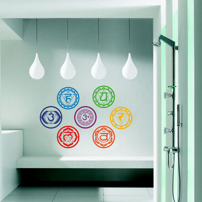Chakras Stickers Health Yoga Meditation Symbol Art Wall Decals