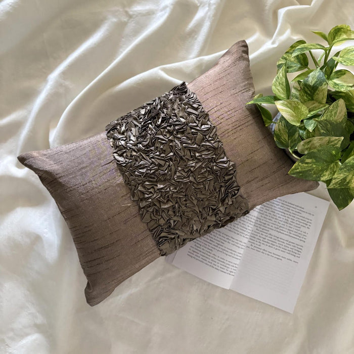 Champagne Brown Love - Art Silk Brown Decorative Lumbar Pillow Cover