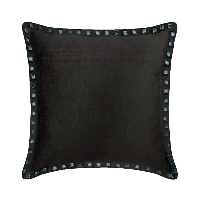 Charcoal Crystal Palace - Charcoal Gray Velvet Decorative Euro Sham