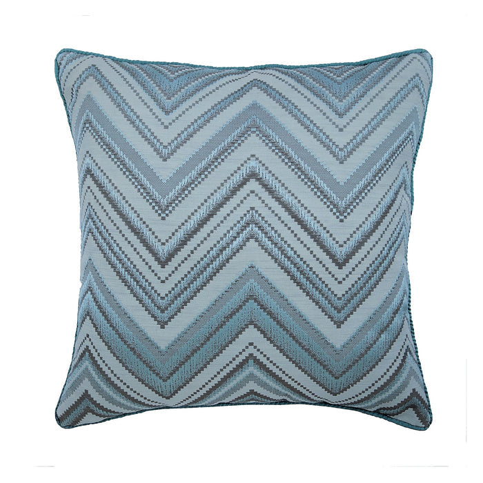 Chevron Blues - Blue Jacquard Silk Throw Pillow Cover