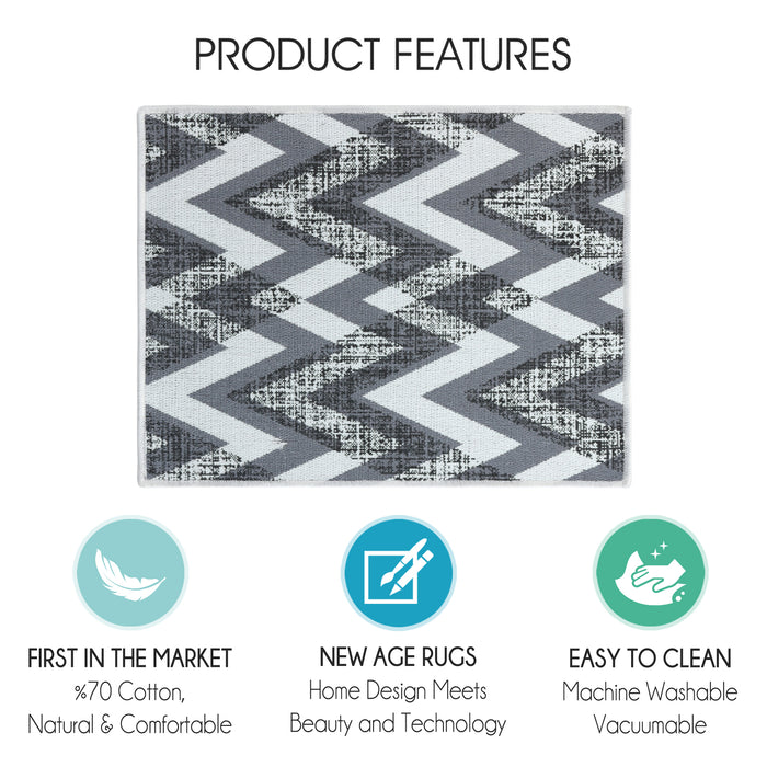 Chevron Pattern Large Dish Drying Mat for Kitchen Counter |24 x 18 x 0.25 Inches | Gray