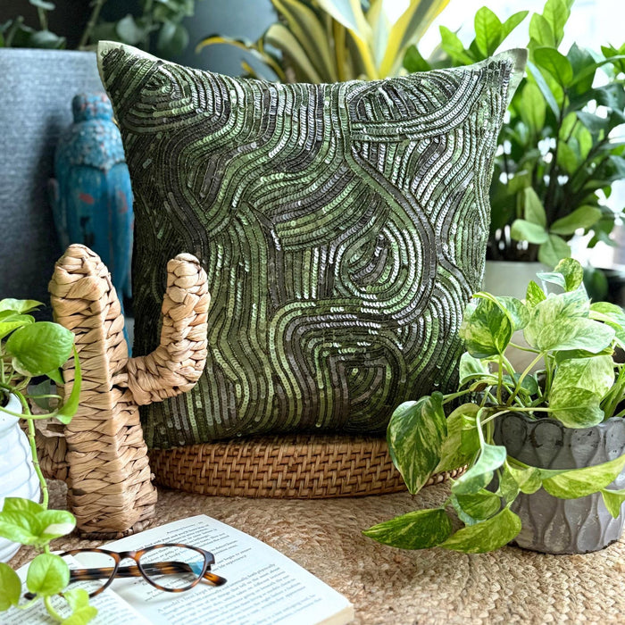 Chlorophyll - Green Art Silk Decorative Euro Sham