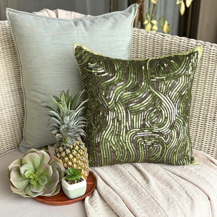 Chlorophyll - Green Art Silk Decorative Euro Sham