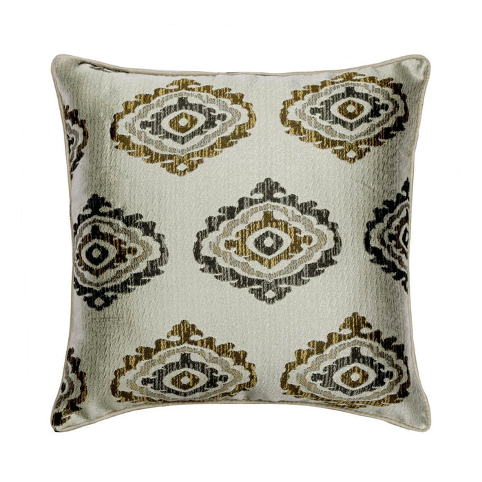 Chronicles - Gray Jacquard Silk Throw Pillow Cover