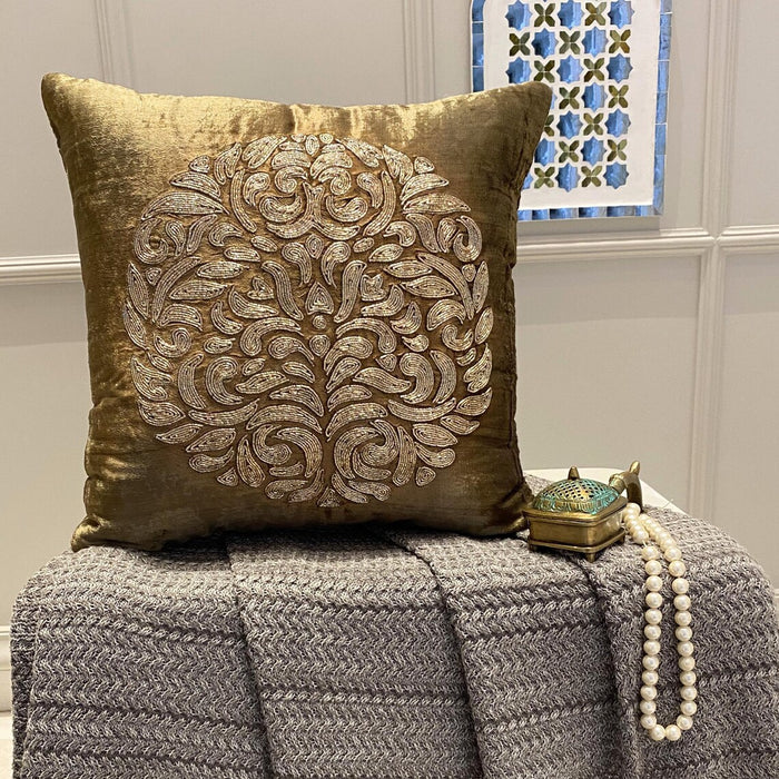 Circle Of Peace - Sage Green Velvet Decorative Euro Sham
