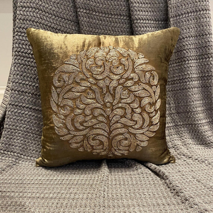 Circle Of Peace - Sage Green Velvet Decorative Euro Sham