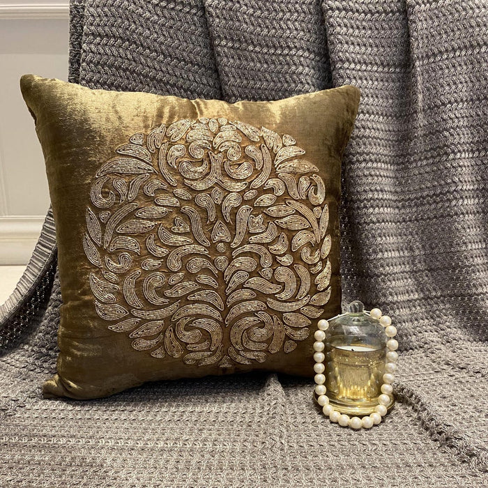 Circle Of Peace - Sage Green Velvet Decorative Euro Sham