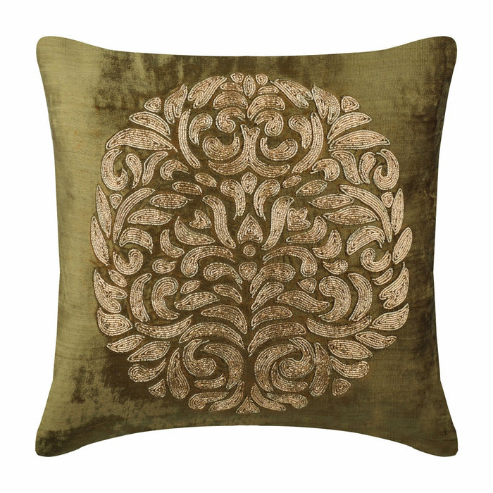 Circle Of Peace - Sage Green Velvet Decorative Euro Sham
