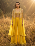 Citrine Muse Phulkari Cape Set