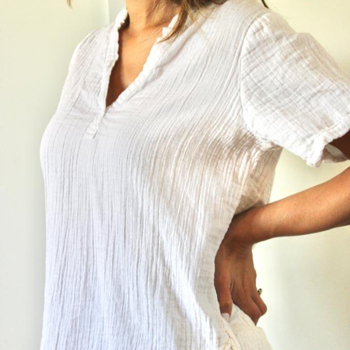 Classic V Muslin Cotton Top — Breathable, Versatile Women’s Tee