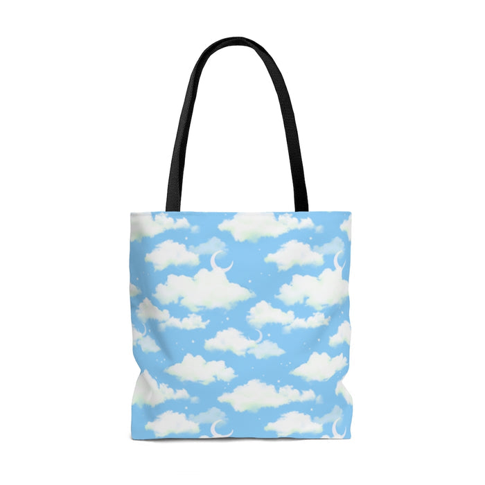 Lightweight and stylish, the Cloudy Sky Tote Bag (Blue) features a versatile design perfect for any outfit.