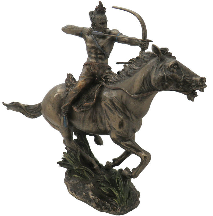 Cold Cast Bronze Sculpture, Mohican Warrior on Horseback