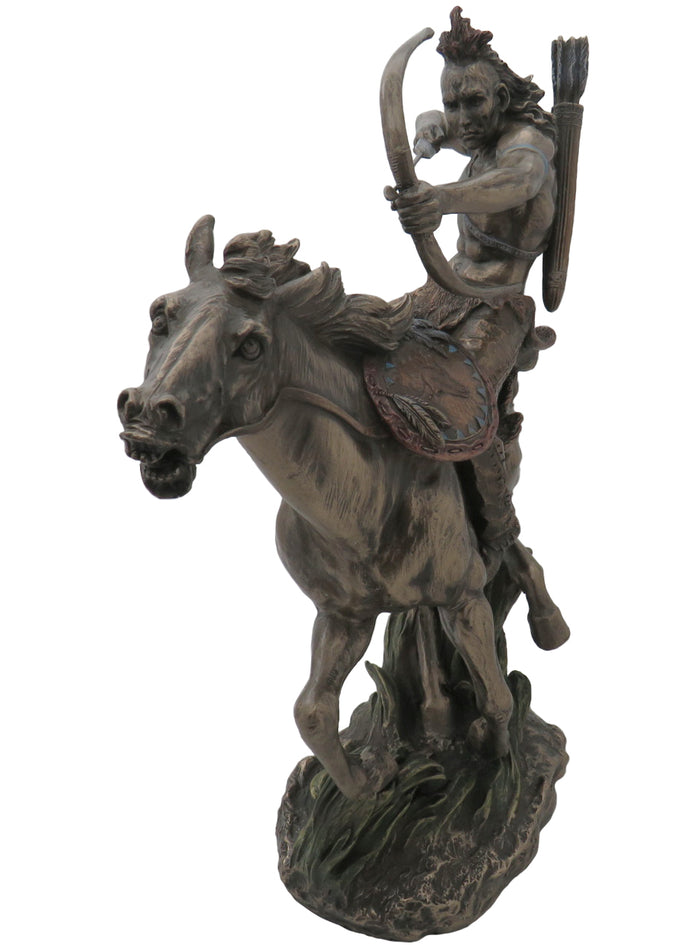 Cold Cast Bronze Sculpture, Mohican Warrior on Horseback
