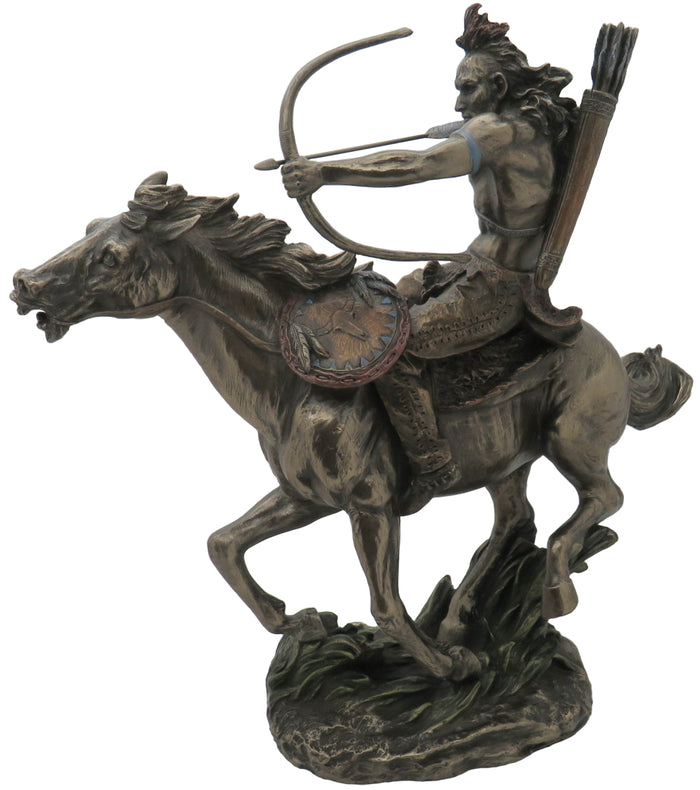 Cold Cast Bronze Sculpture, Mohican Warrior on Horseback