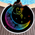 Colorful Moon 150cm Round Beach Towel