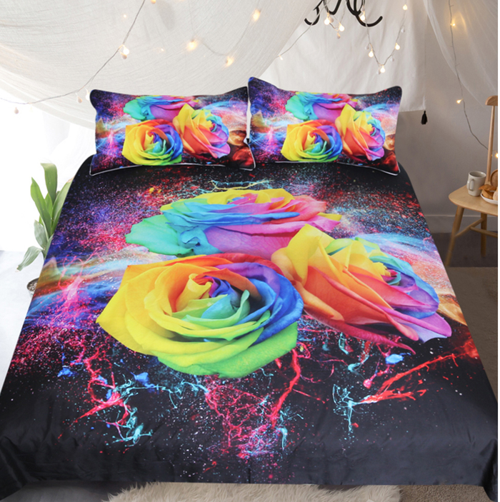Colorful Roses 3D Duvet Cover 3pc Bedding Set