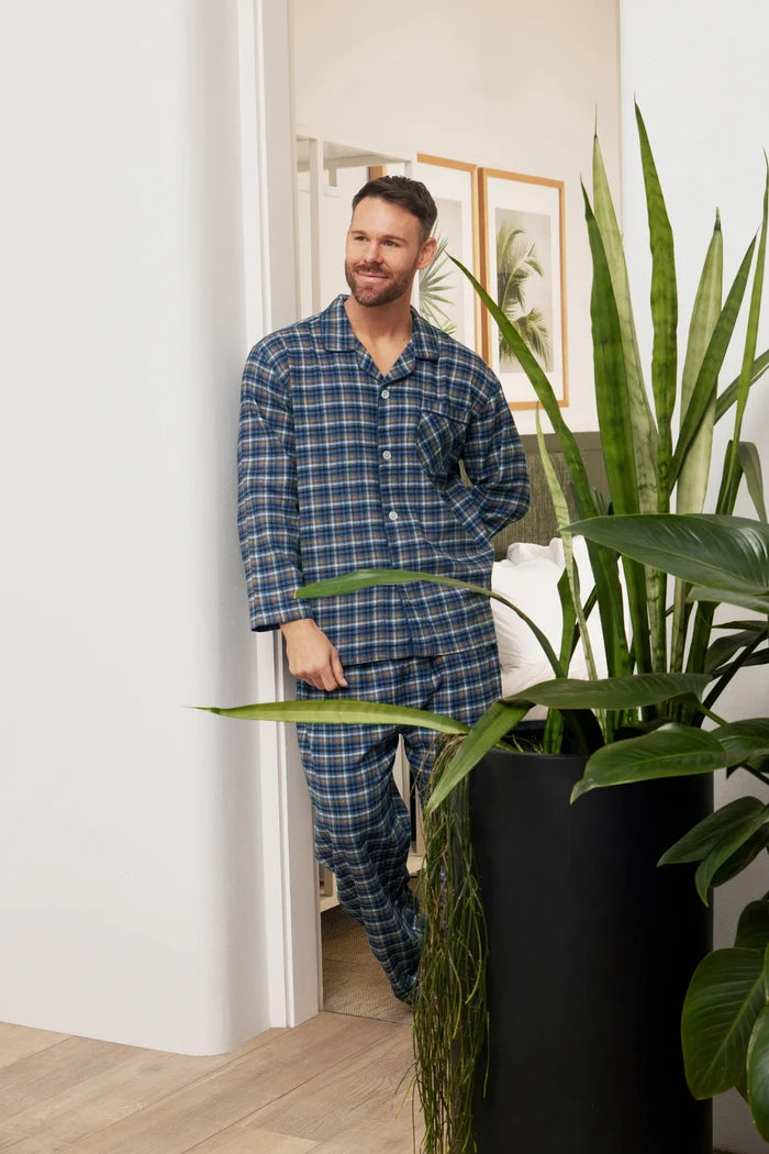 Contare | Men's Brushed Cotton Long Sleeve PJ Set | Ancestry Tartan Chestnut