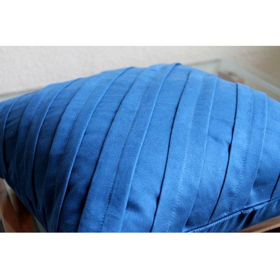 Contemporary Blue - Blue Faux Suede Decorative Euro Sham