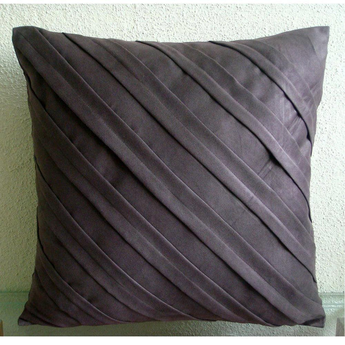 Contemporary Dark Beige - Beige Suede Throw Pillow Cover